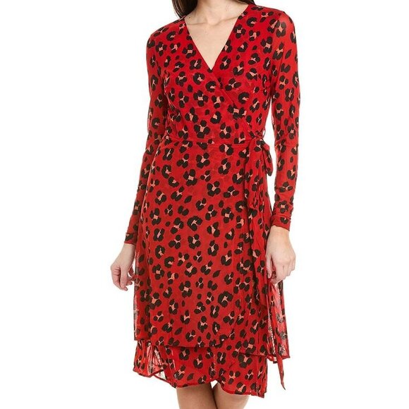 CAbi Dresses & Skirts - Siren Red Leopard Wrap Dress